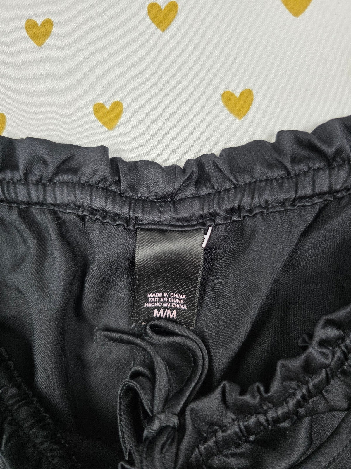 Victorias Secret PINK Black Satin Medium Sleep Shorts Boxers Pajama Bottoms