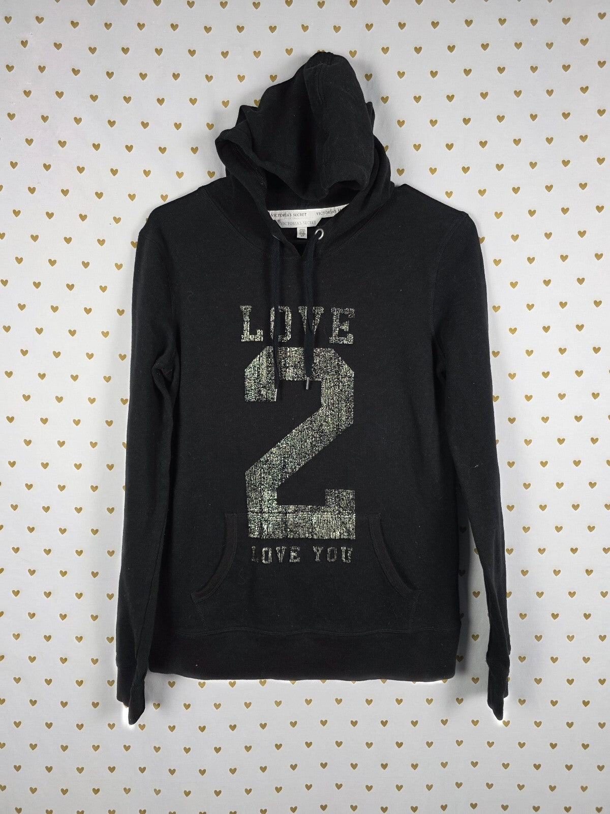 Victorias Secret Love Pullover Soft Hoodie Sweater Black Small