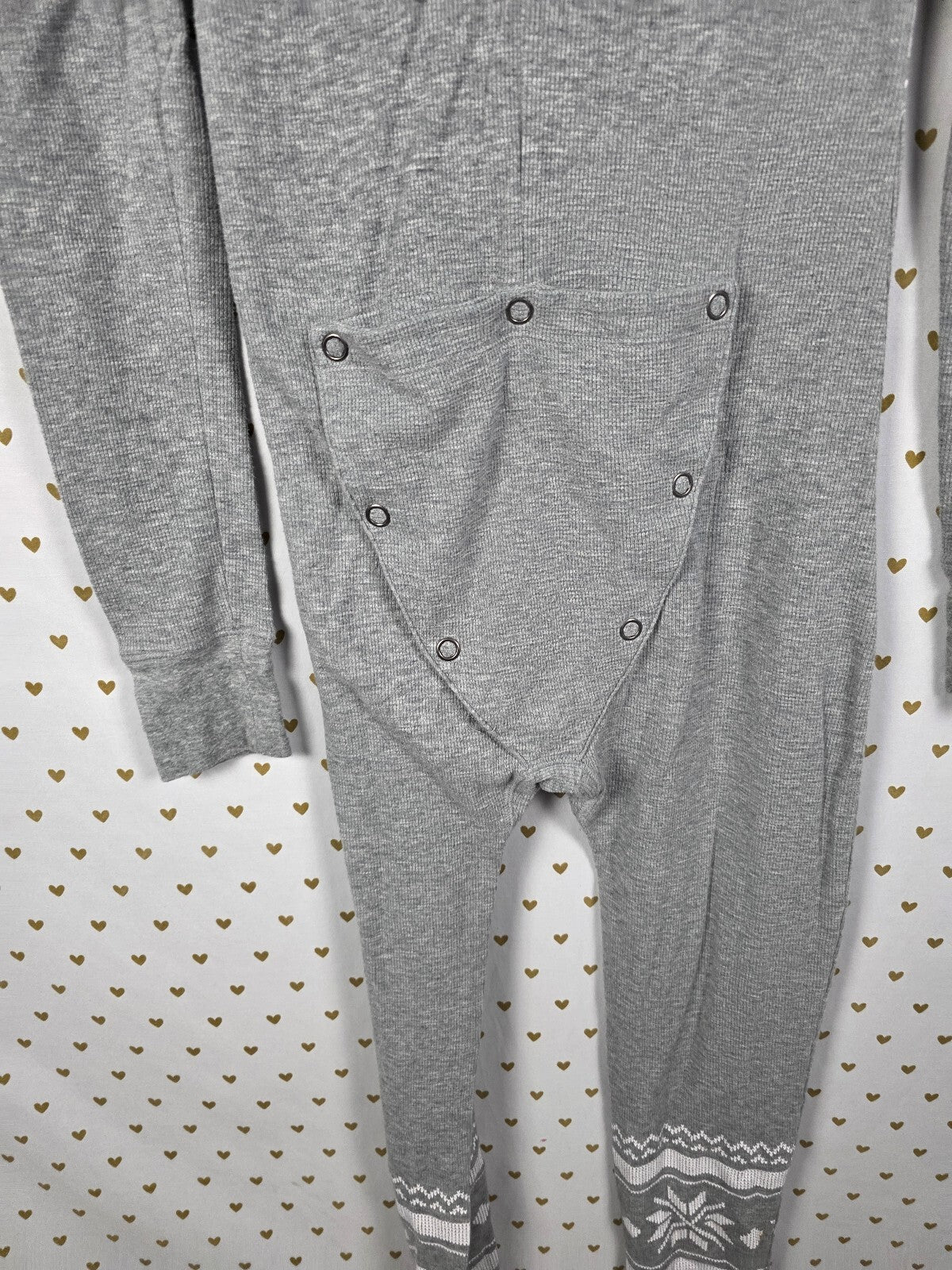 Victoria's Secret PINK Long Jane Thermal M Fair Isle Drop Seat Pajamas