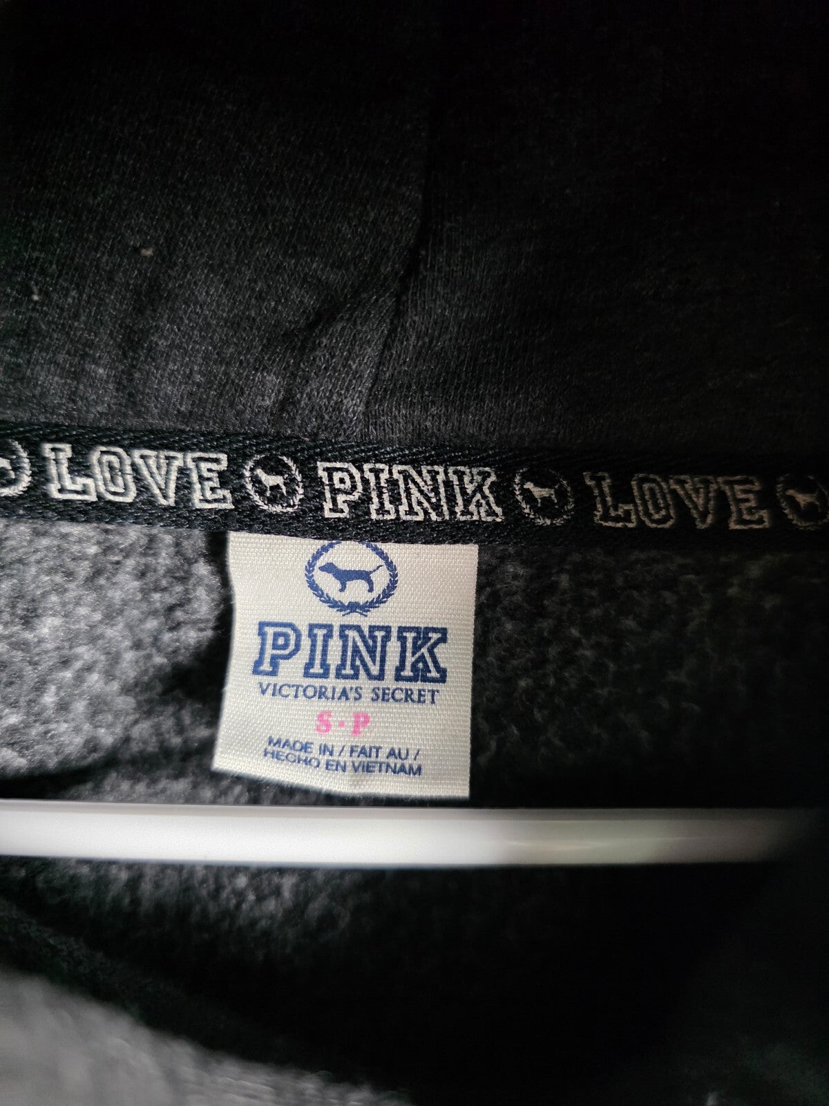 Victorias Secret Pink Bling Pullover Sequined Logo Hoodie LOVE Small Y2k