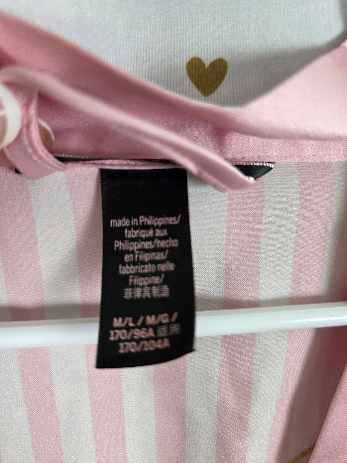 Victoria's Secret World Tour 2023 Satin Robe M/L Pink Stripe Gold Wings