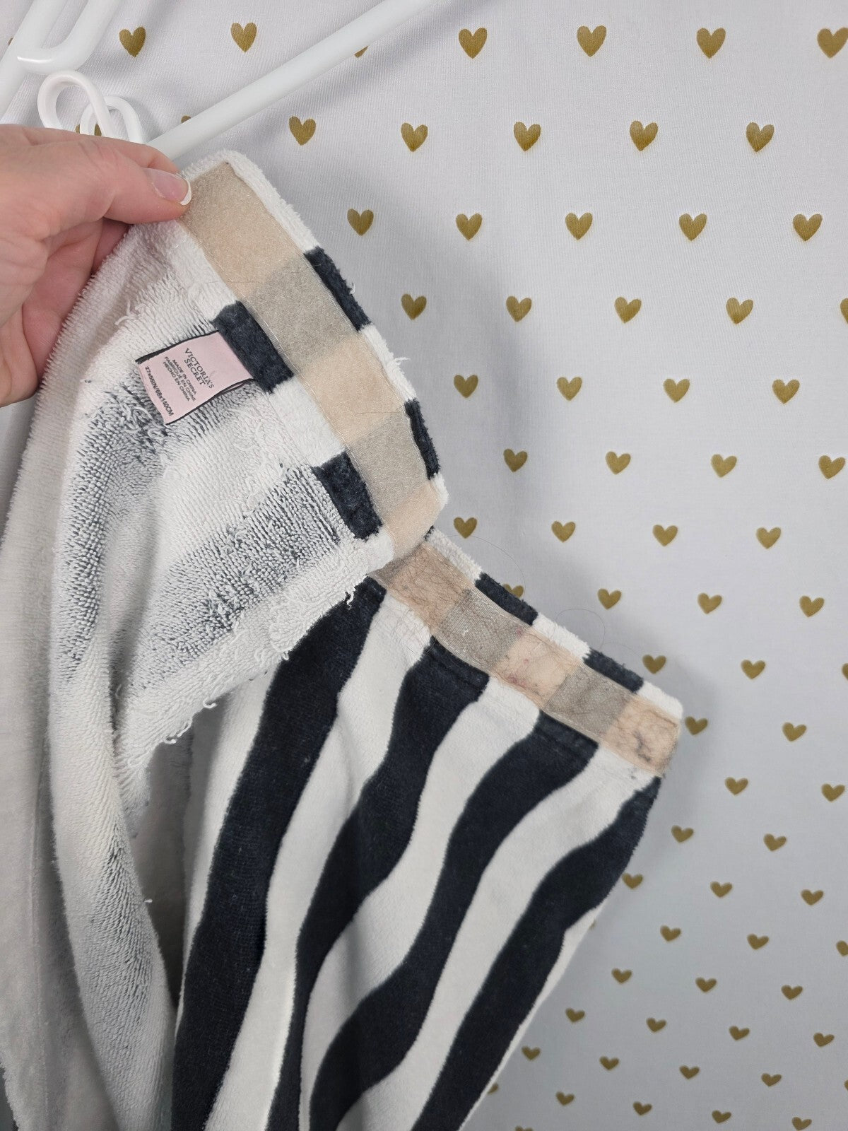 Victoria's Secret Striped Plush Spa Bath Wrap Towel Cover Up Logo