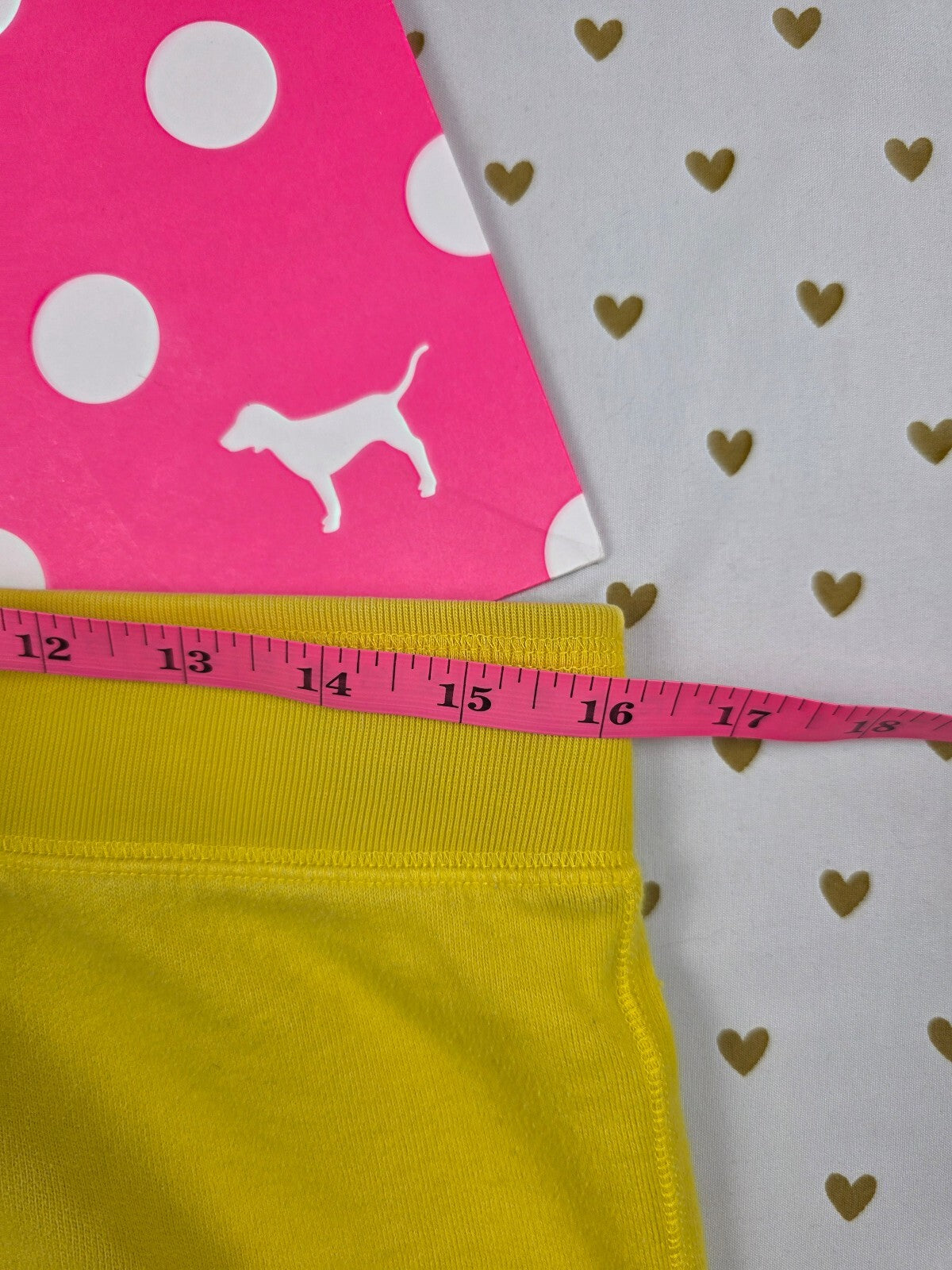 Victorias Secret PINK Vintage Logo Crest Yellow Sweat Shorts y2k MEDIUM2