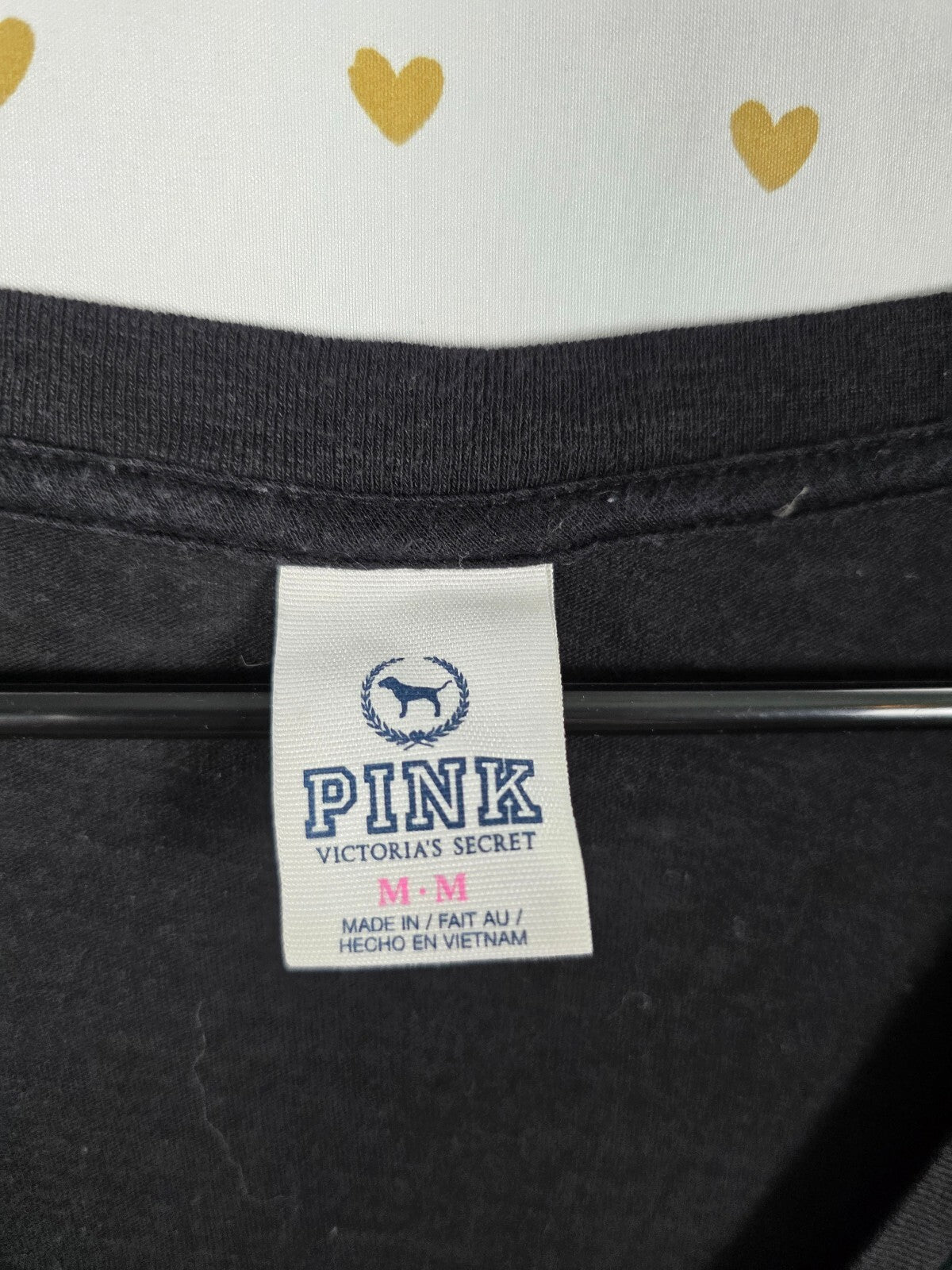 Victorias Secret PINK VINTAGE Y2k BLING Studded Heart LOVE V neck Tee shirt MED