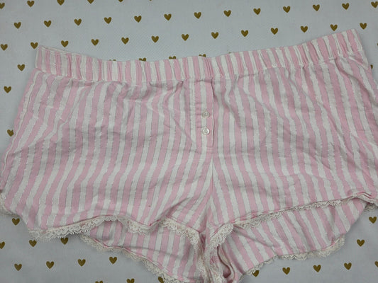 Victorias Secret PINK Striped Shimmer LARGE  Sleep Shorts Boxers Pajama Bottoms