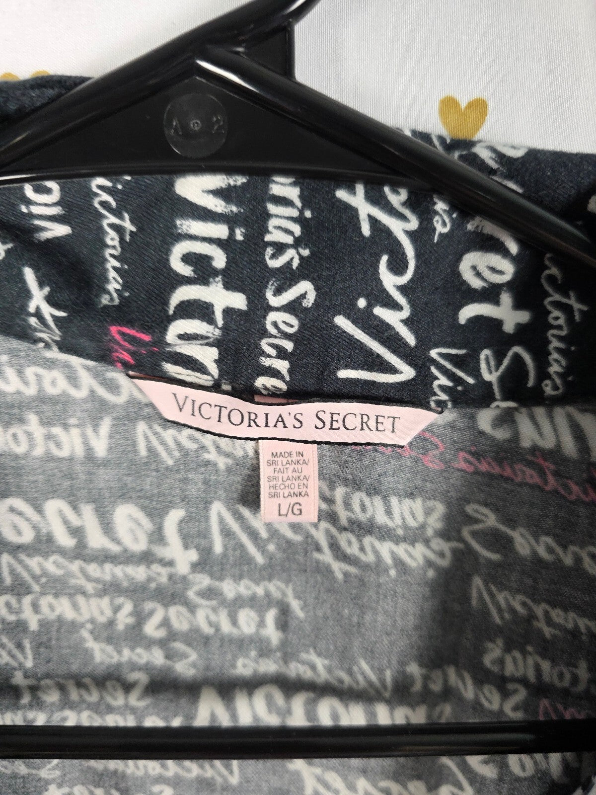 Victorias Secret Logo 2pc Sleep Set Pajamas Shirt Pants LARGE Comfy