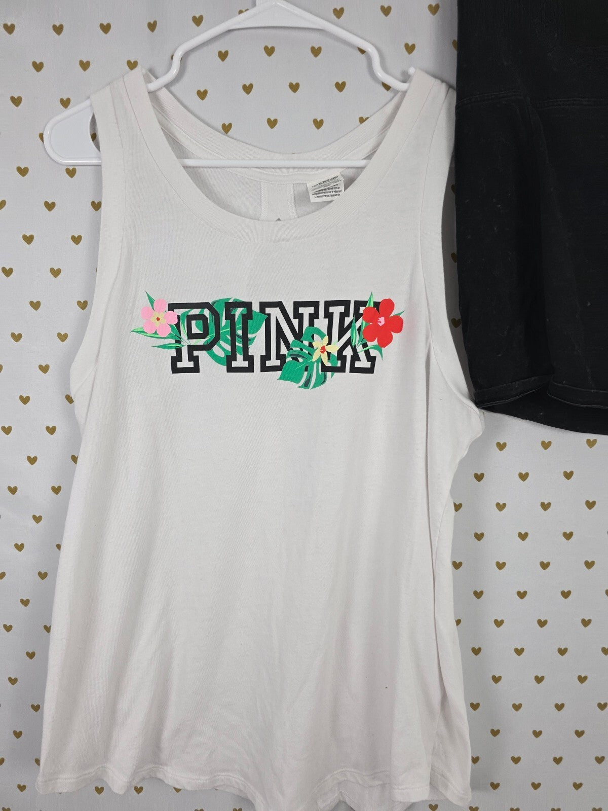 Victorias Secret PINK Hawaiian Floral Hibiscus Set Tank Top Bike Shorts Medium