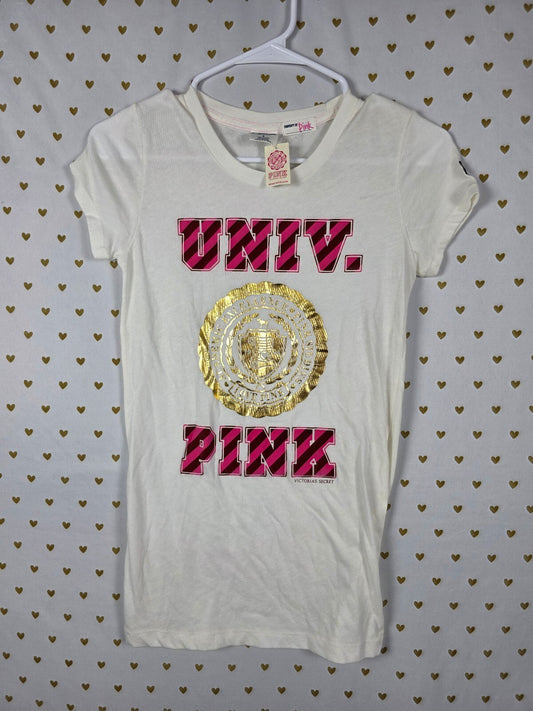 Victorias Secret PINK Vintage NEW NWT University Tee Shirt Y2k Logo SMALL