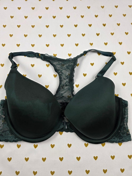 Victorias Secret Green Lace Front Close Racerback Bra Demi Balconette 34D