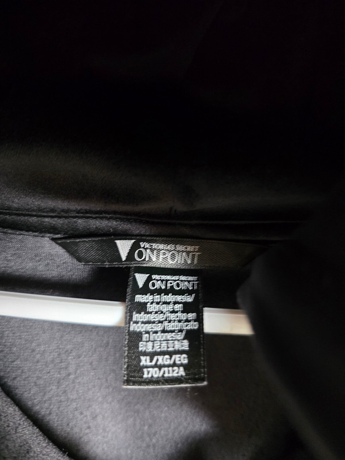 Victorias Secret Black Velour On Point Full Zip Hoodie Jacket Sweats XL