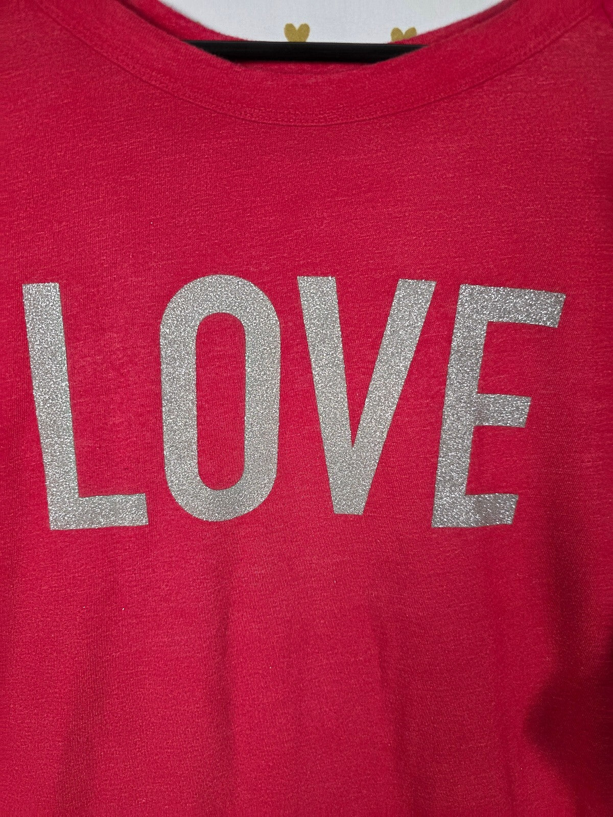 Victorias Secret LOVE Bling Glitter Nightgown Sleep Shirt Red Small