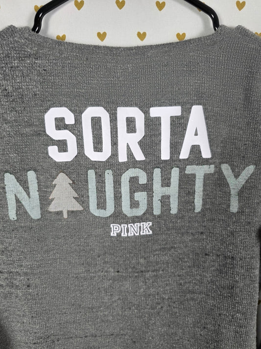 Victorias Secret PINK SORTA NAUGHTY SORTA NICE Thermal Long sleeve Shirt SMALL