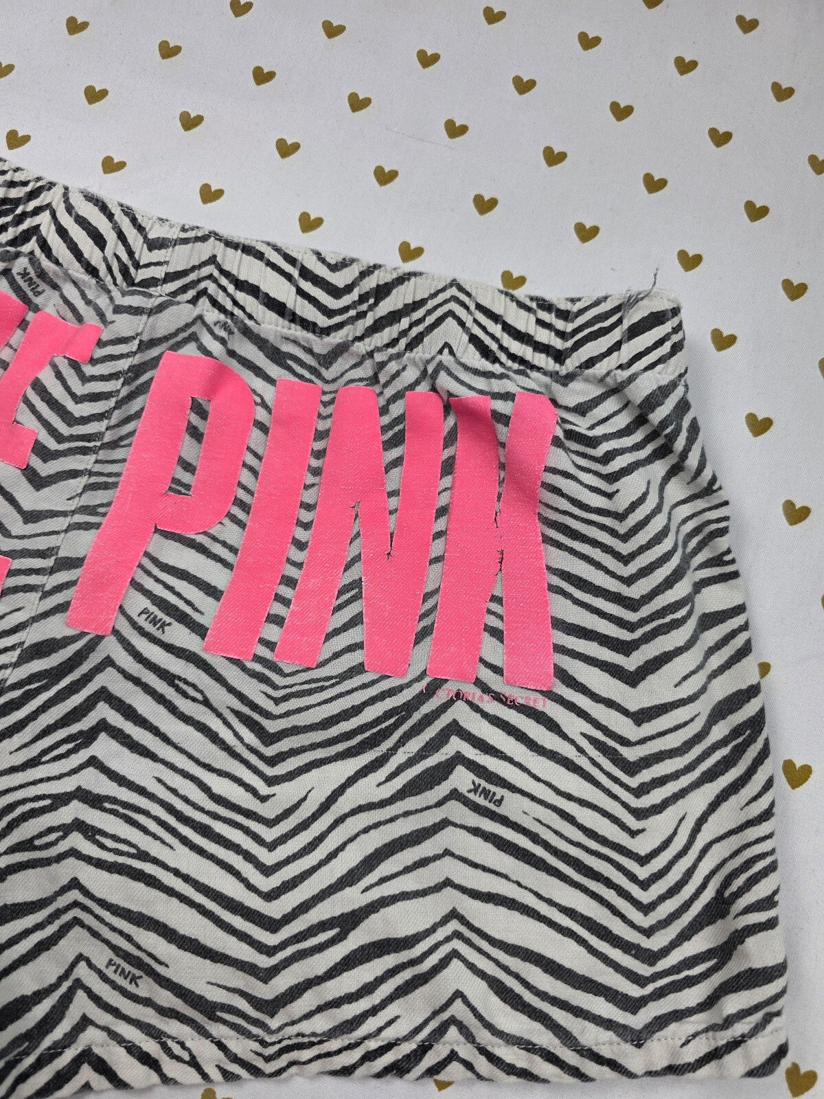 Victorias Secret PINK Vintage ZEBRA Love SM Sleep Shorts Boxers Pajama Bottoms