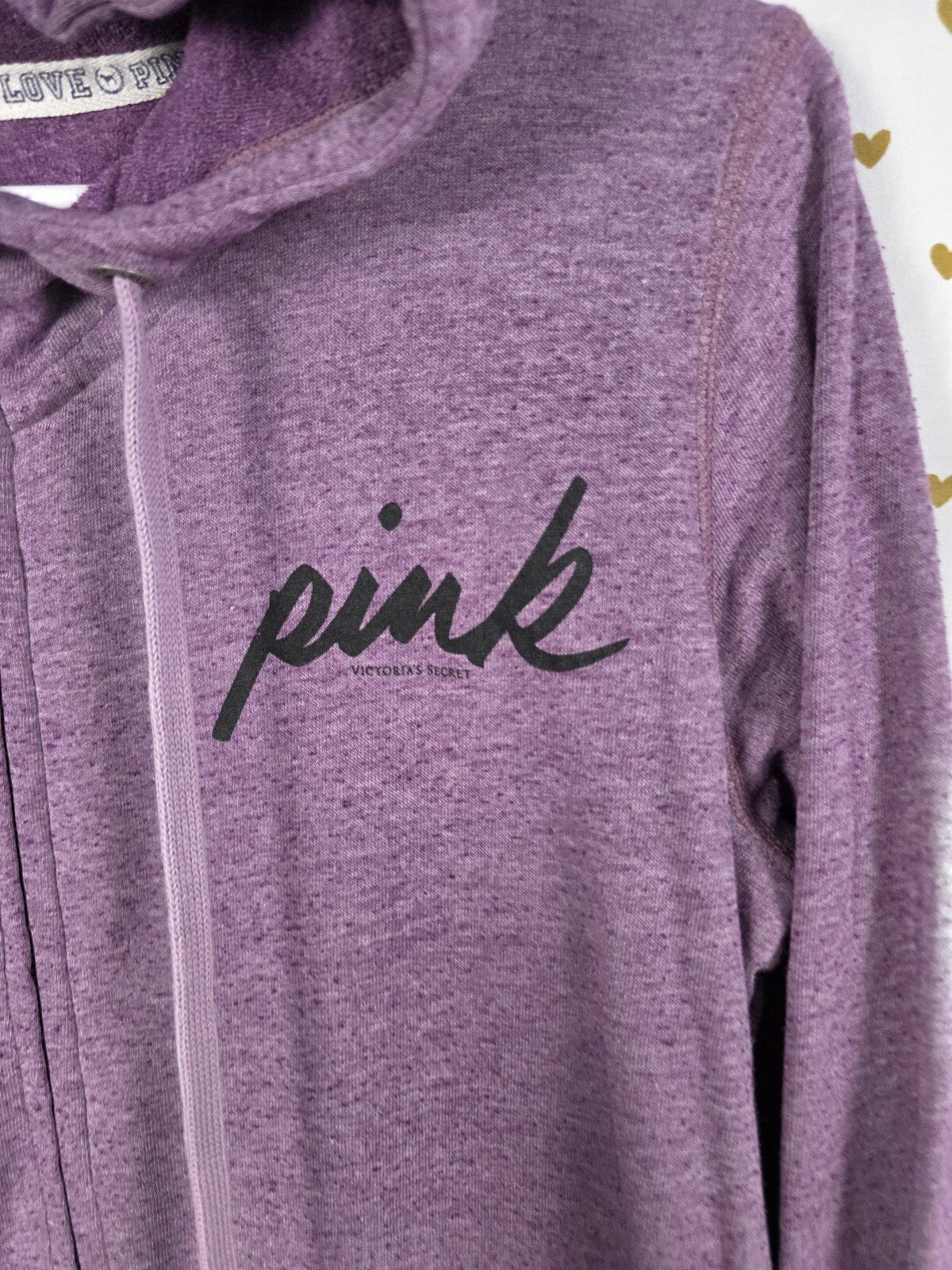 Victorias Secret Pink Purple Long Oversized Full Zip Hoodie jacket Medium
