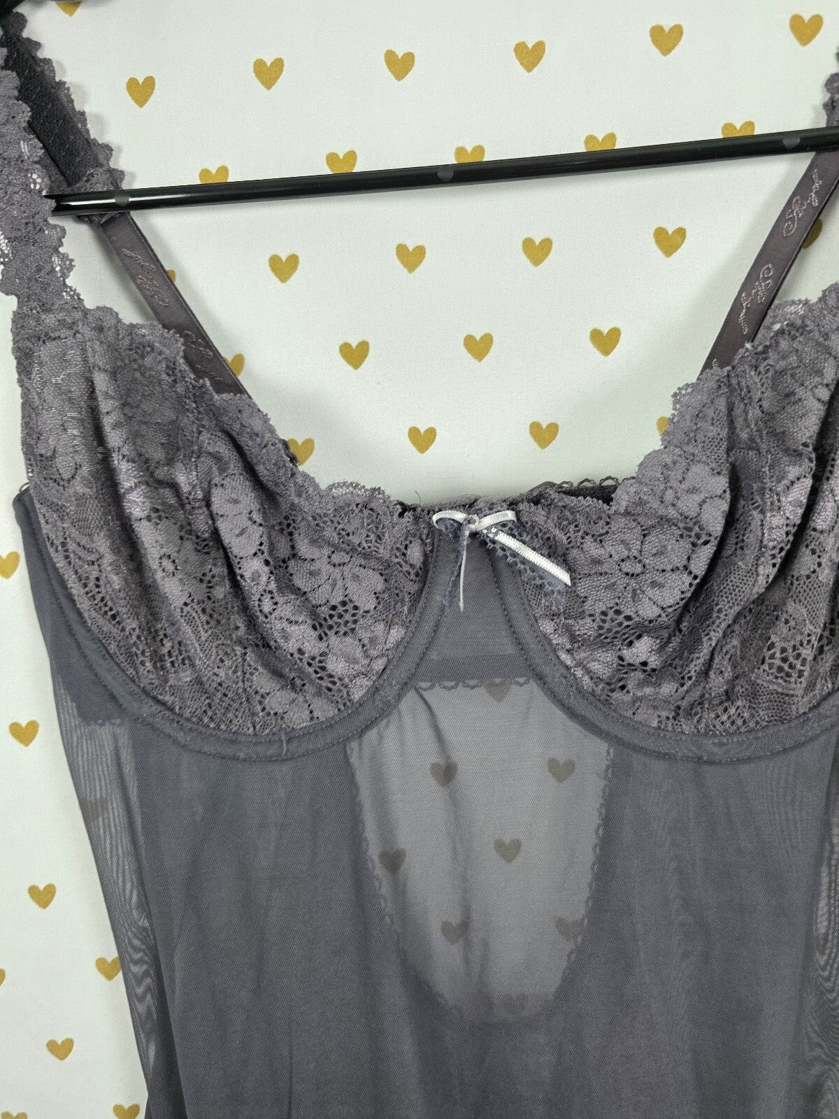 Victorias Secret Vintage Y2k Sheer Bodysuit Teddy Underwire One Piece ANGELS 36C