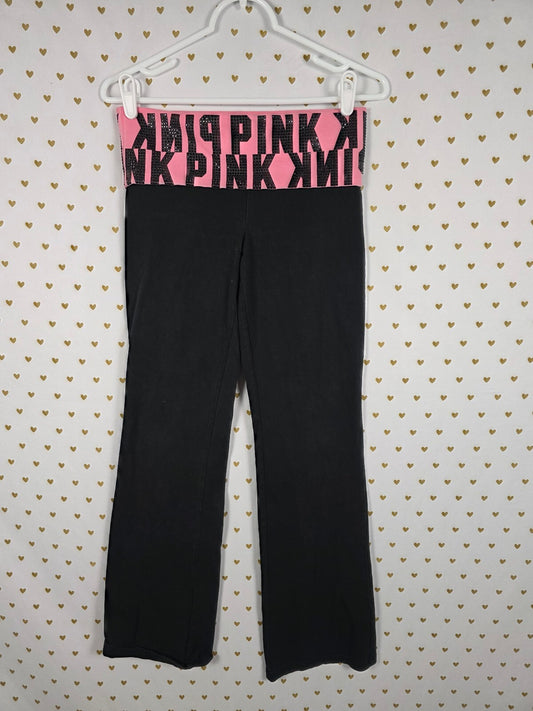 Victorias Secret PINK Bling Studded Foldover Yoga Pants Vintage Y2k Flare SM