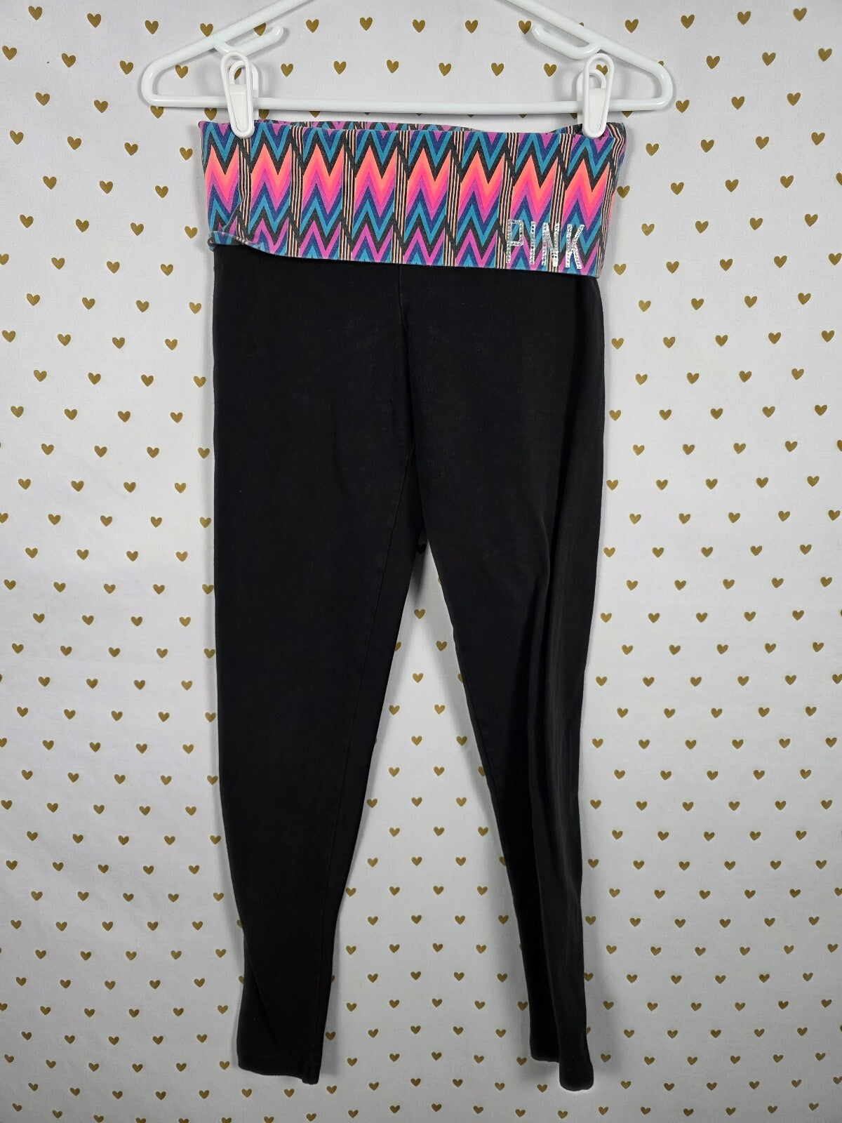 Victorias Secret PINK Chevron Foldover Yoga Pants Ankle Skinny XS Vintage y2k