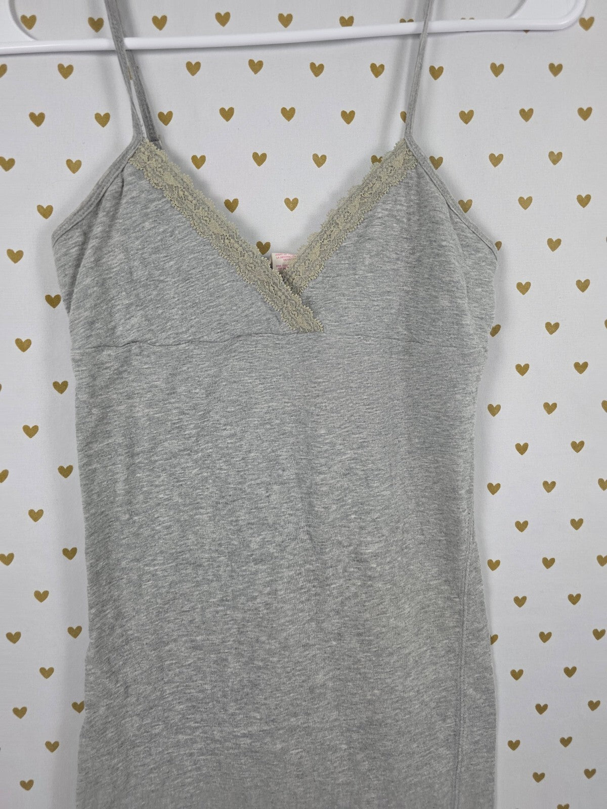 Victorias Secret PINK Vintage y2k Grey Tank Top HEART Love XS