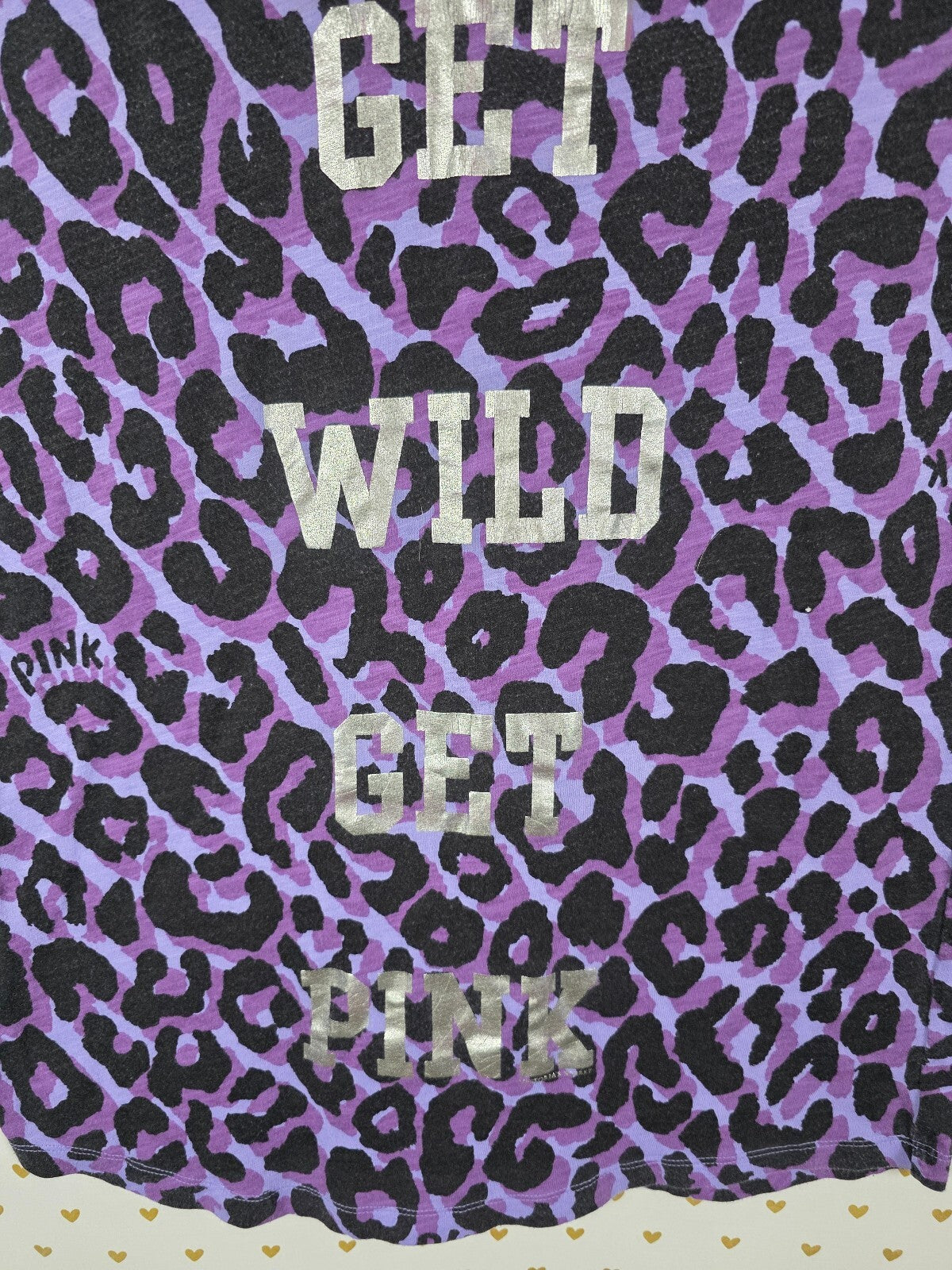 Victoria's Secret PINK Get Wild Get Pink Leopard Sleep Shirt Tee XS Purple HTF