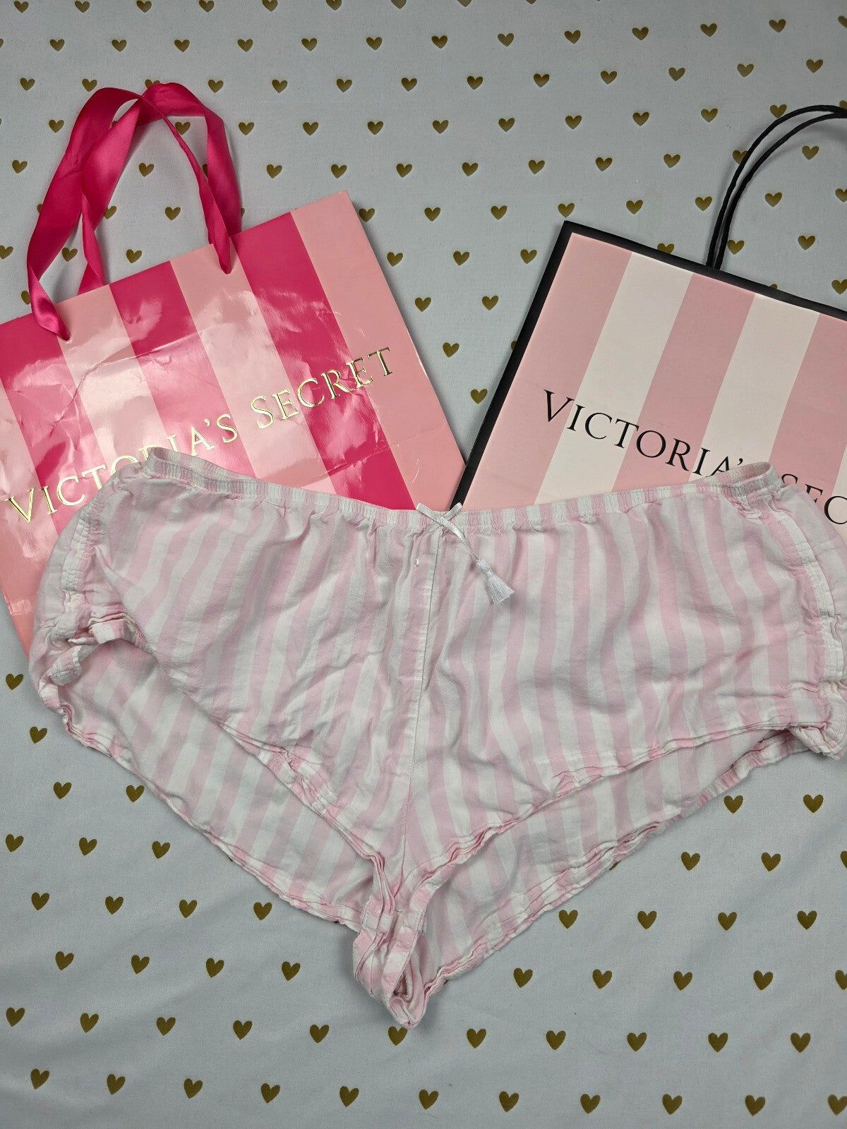 Victorias Secret Iconic Striped Micro Small Sleep Shorts Boxers Pajama Bottoms