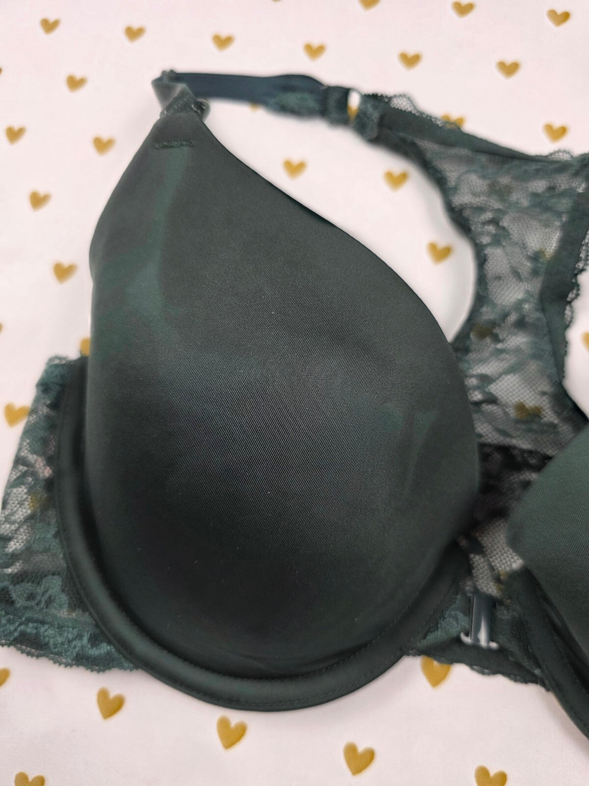 Victorias Secret Green Lace Front Close Racerback Bra Demi Balconette 34D