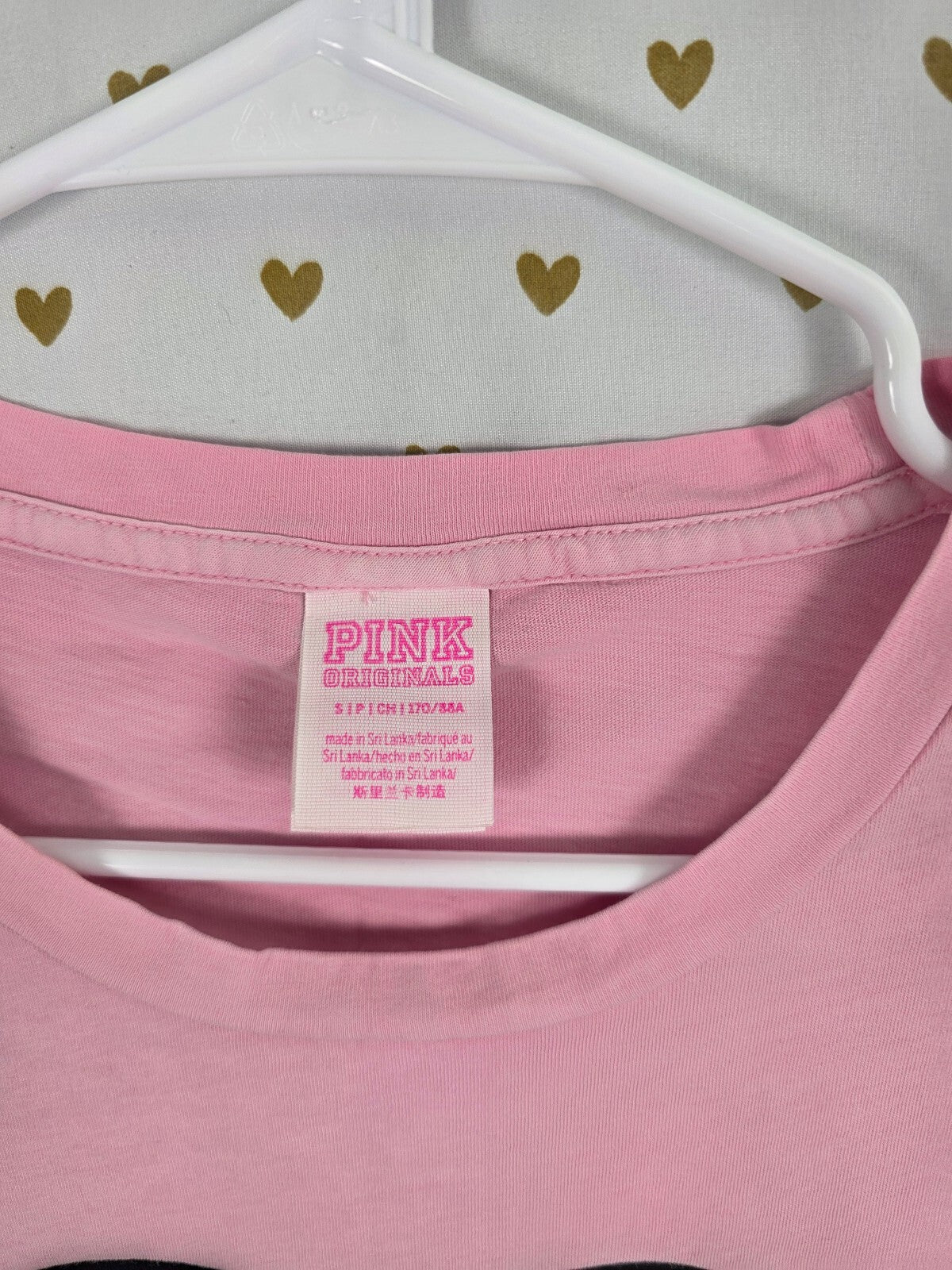 Victorias Secret PINK Heart Campus Originals Tee shirt Logo Small