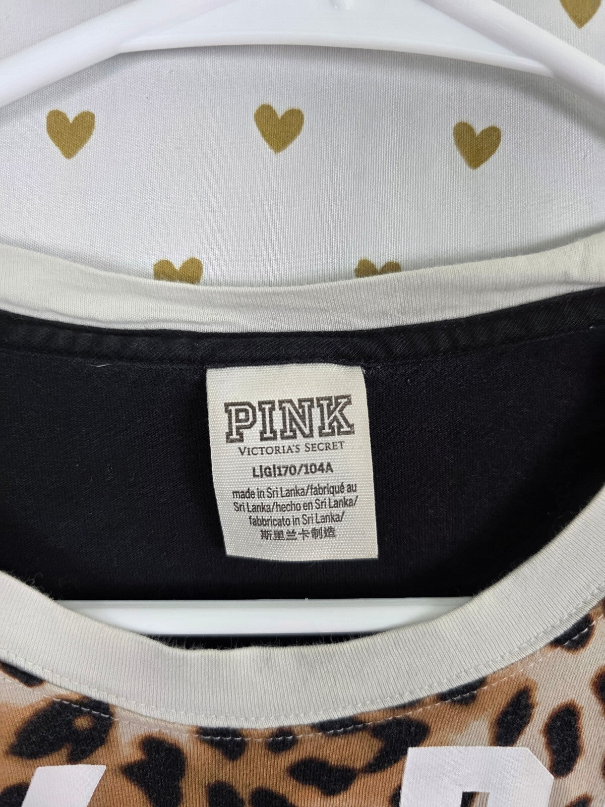 Victorias Secret PINK Leopard Cheetah Logo Long sleeve tee shirt Large