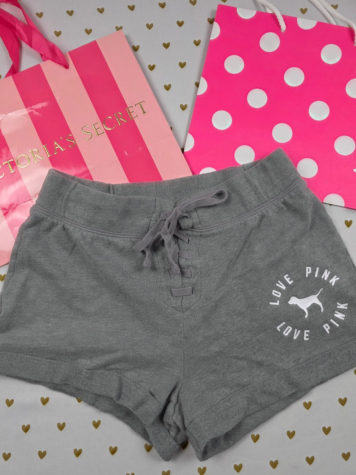 Victorias Secret PINK Love Lace Front Sweat Shorts XS