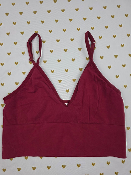 Victorias Secret Pink Maroon Lounge Large Bralette Bra Top Tank