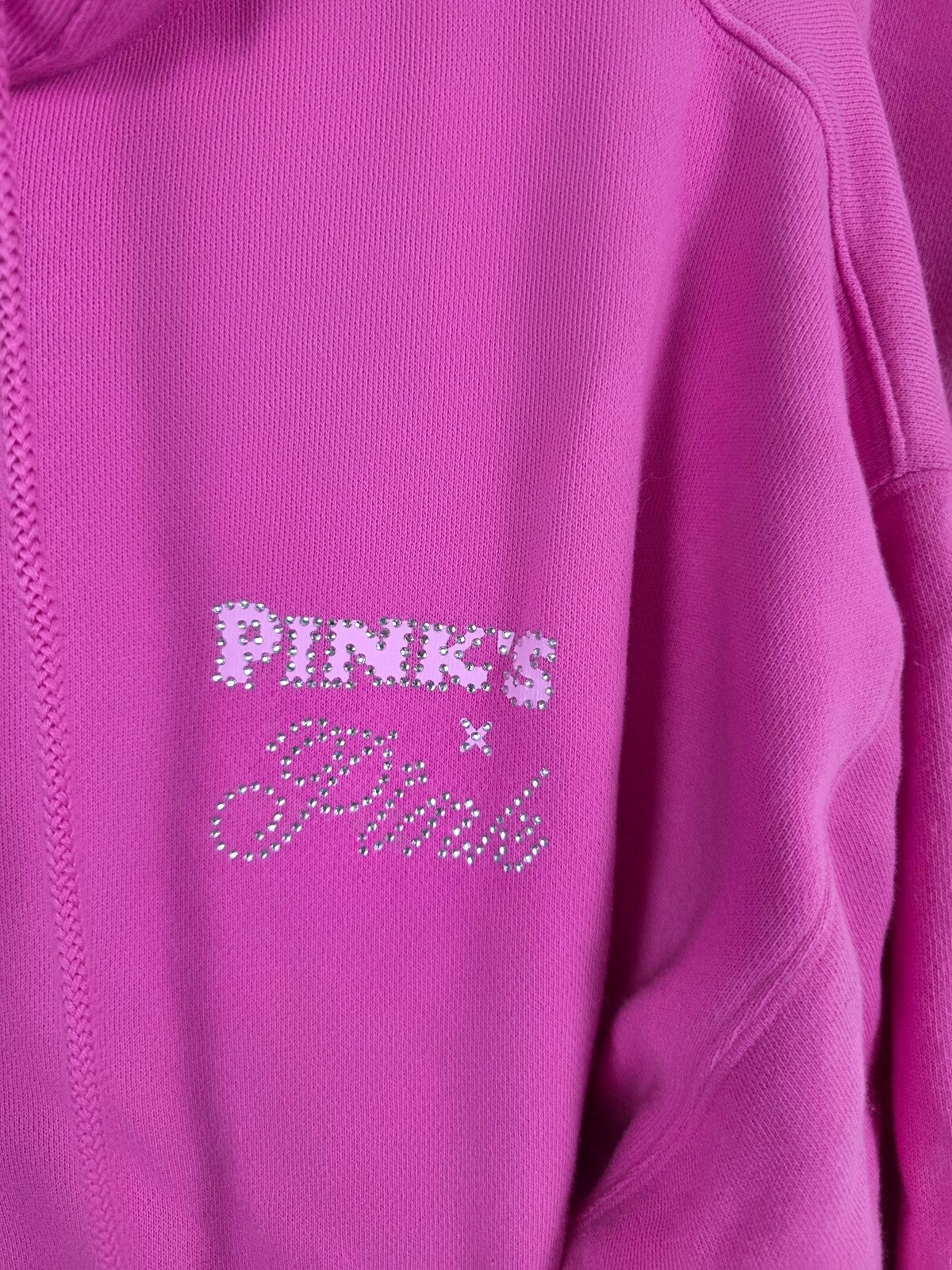 Victoria's Secret PINK Love Pink Hot Dog Rhinestone Zip Hoodie Shorts Set XS/S