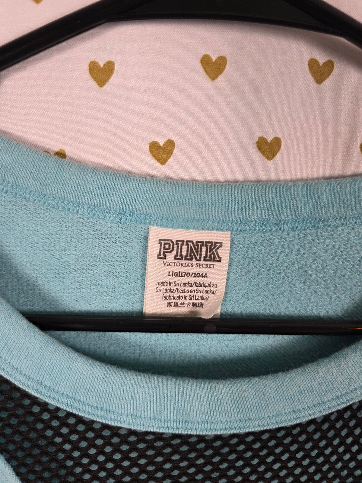 Victorias Secret PINK Nation blue V neck Logo Sweater Shirt Large
