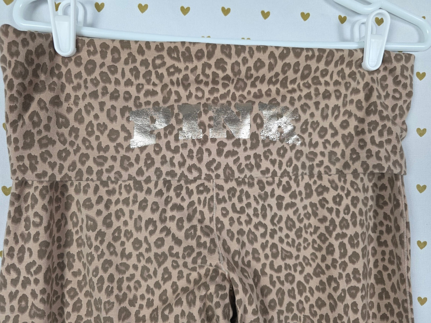 Victorias Secret PINK LEOPARD CHEETAH foldover Flared Yoga Pants LARGE
