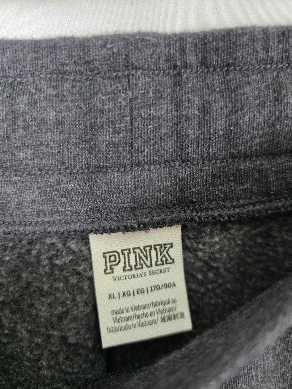 Victorias Secret PINK XL Rose Gold Logo Tapered Joggers Sweats Grey
