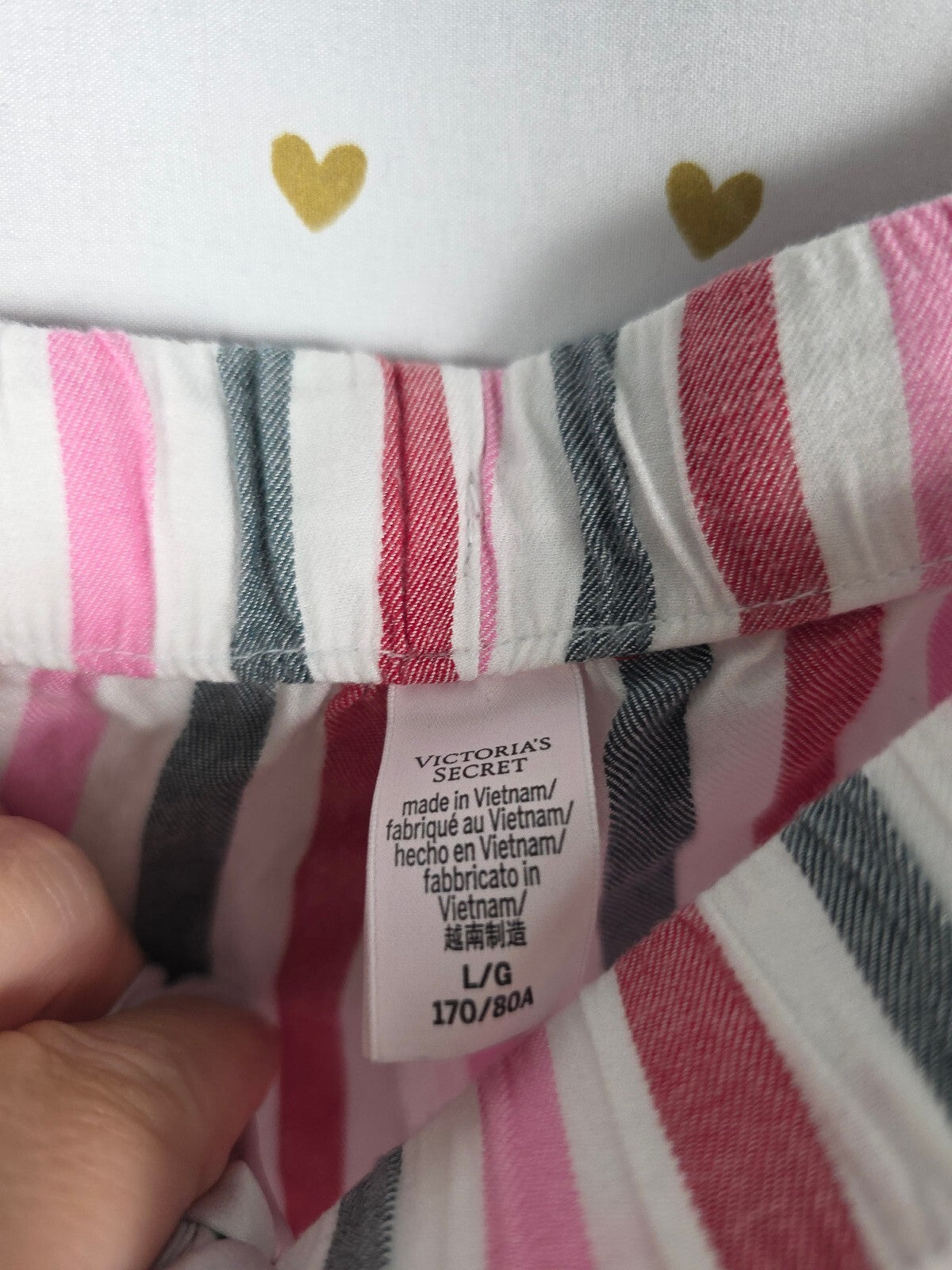 Victorias Secret Sleep SET 2pc Outfit Pajama Striped Shirt Shorts Large