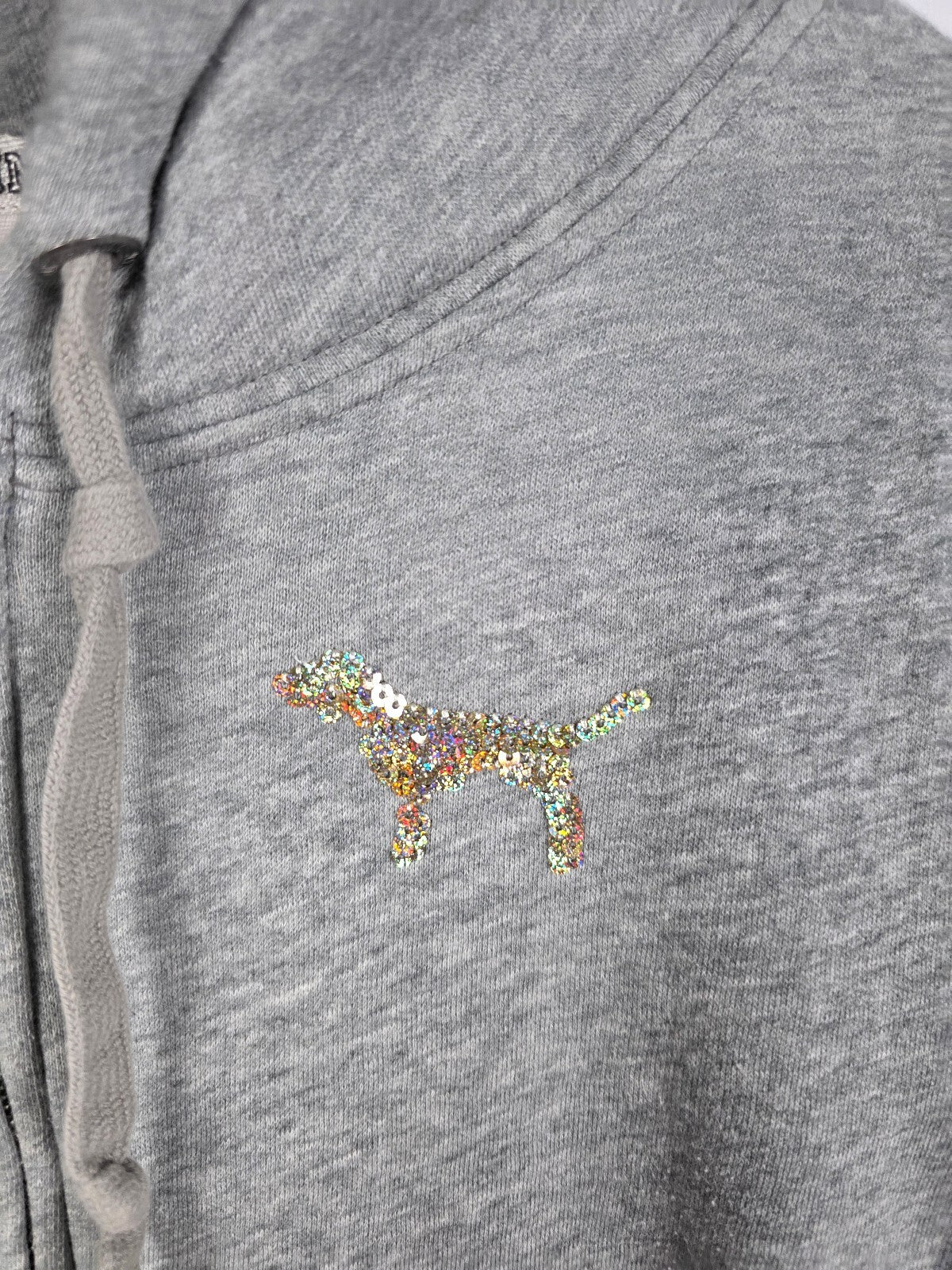 Victorias Secret Pink Gradient Bling Sequined Full ZIp Hoodie Jacket LARGE