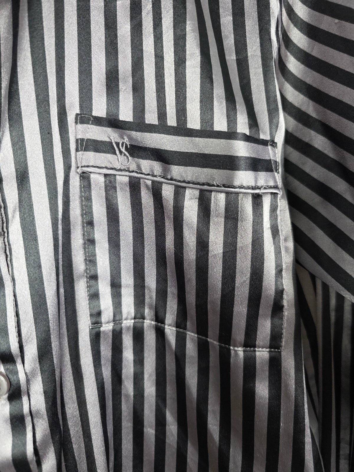 Victorias Secret Sleep SET 2pc Outfit Pajama Satin Striped Shirt Pants XS