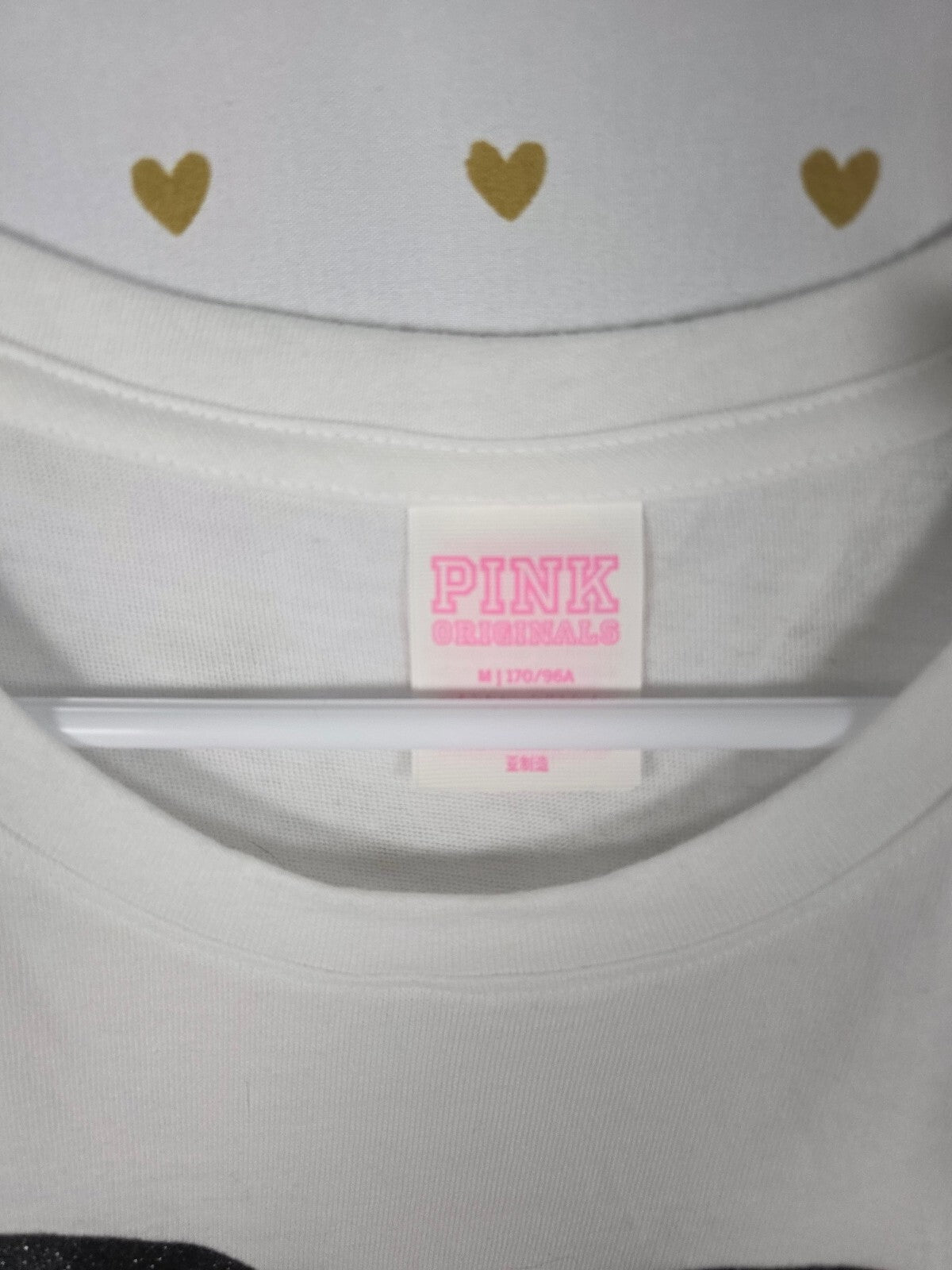 Victorias Secret  PINK NEW NWT Love Glitter Heart Tee shirt White MEDIUM