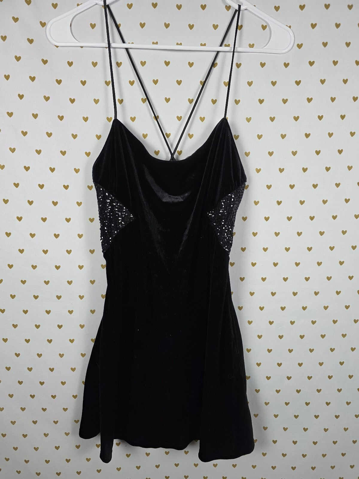 VTG Victoria's Secret Collection Velvet Sequin Mini Dress Open Back Black S