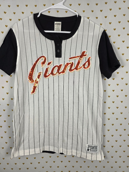 Victoria's Secret PINK SF Giants Sequin Baseball Jersey Shirt Small MLB Bling