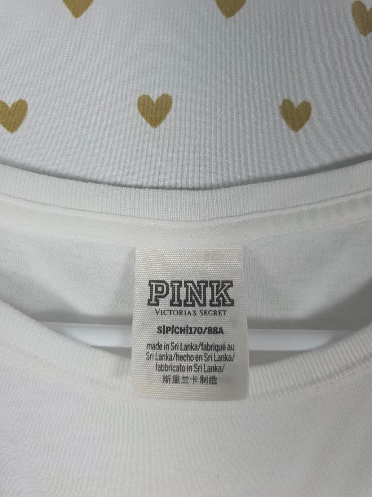 Victorias Secret PINK Small gold Bling Tee shirt White Sequined