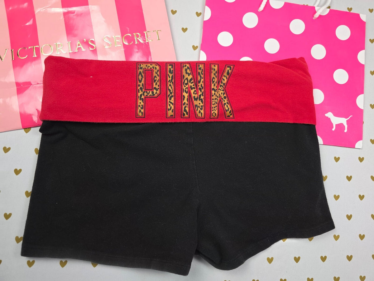 Victorias Secret PINK Vintage Foldover Cheetah Yoga Shorts Large