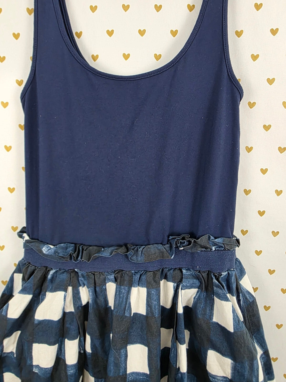 Victorias Secret PINK Vintage Checkerboard Ruffled Tank Dress Pockets Medium