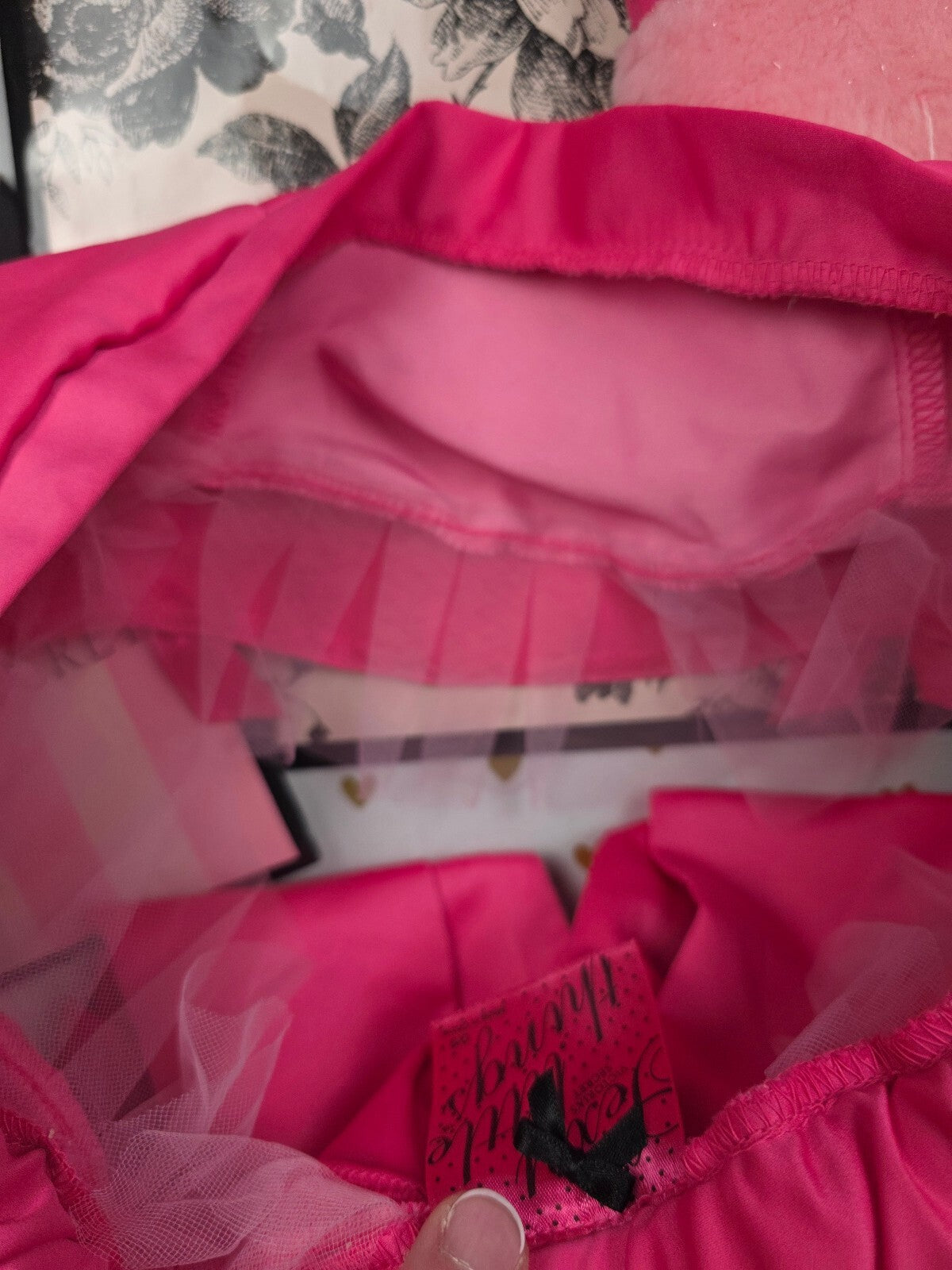 Victoria's Secret Sexy Little Things Pink Satin Santa Hat & Bow Skirt Set BLING