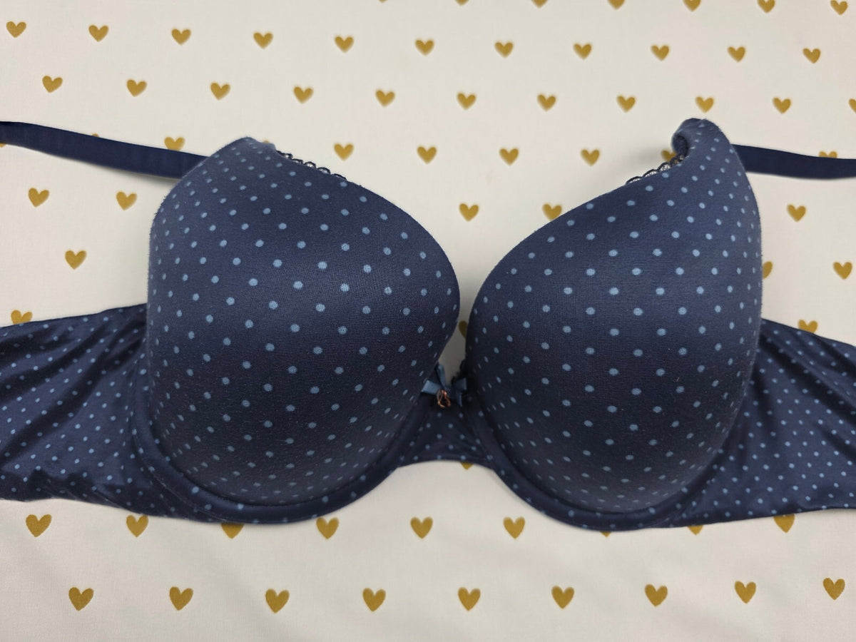 Victorias Secret Blue Polka Dot Perfect Shape Bra 32DDD