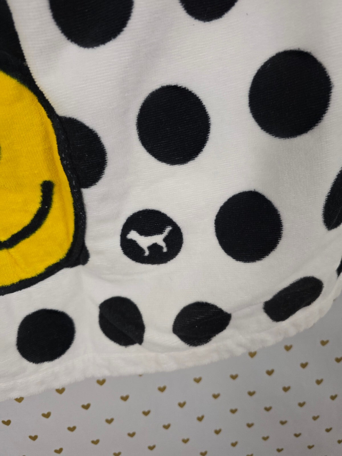 Victoria's Secret PINK Polka Dot Plush Spa Bath Wrap Towel Cover Up Smiley