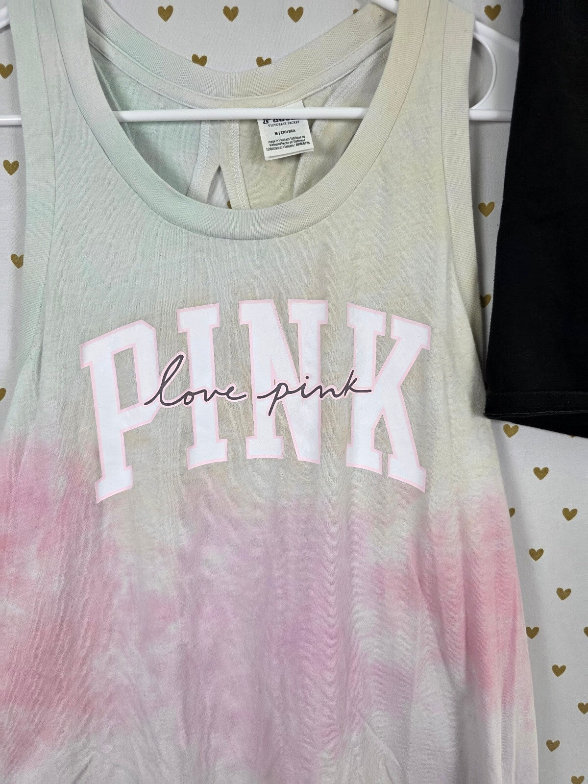 Victorias Secret PINK Watercolor Tank Top Bike shorts Logo SET Sm Med