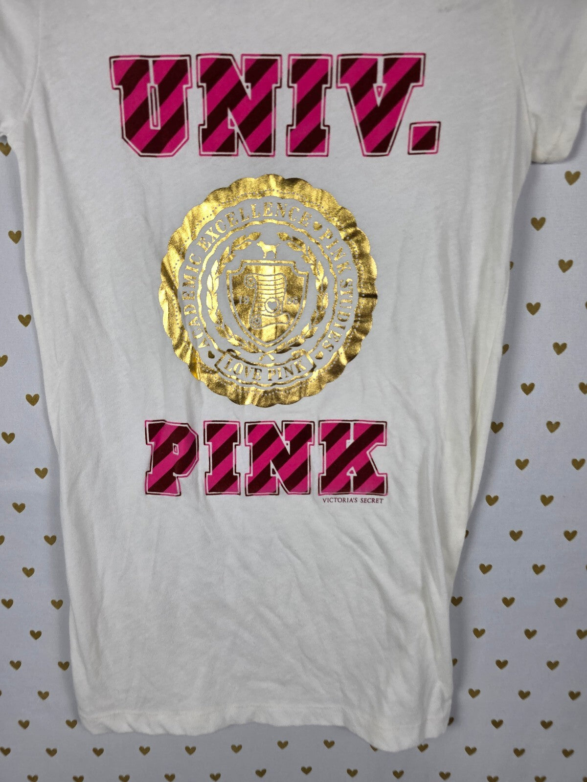 Victorias Secret PINK Vintage NEW NWT University Tee Shirt Y2k Logo SMALL