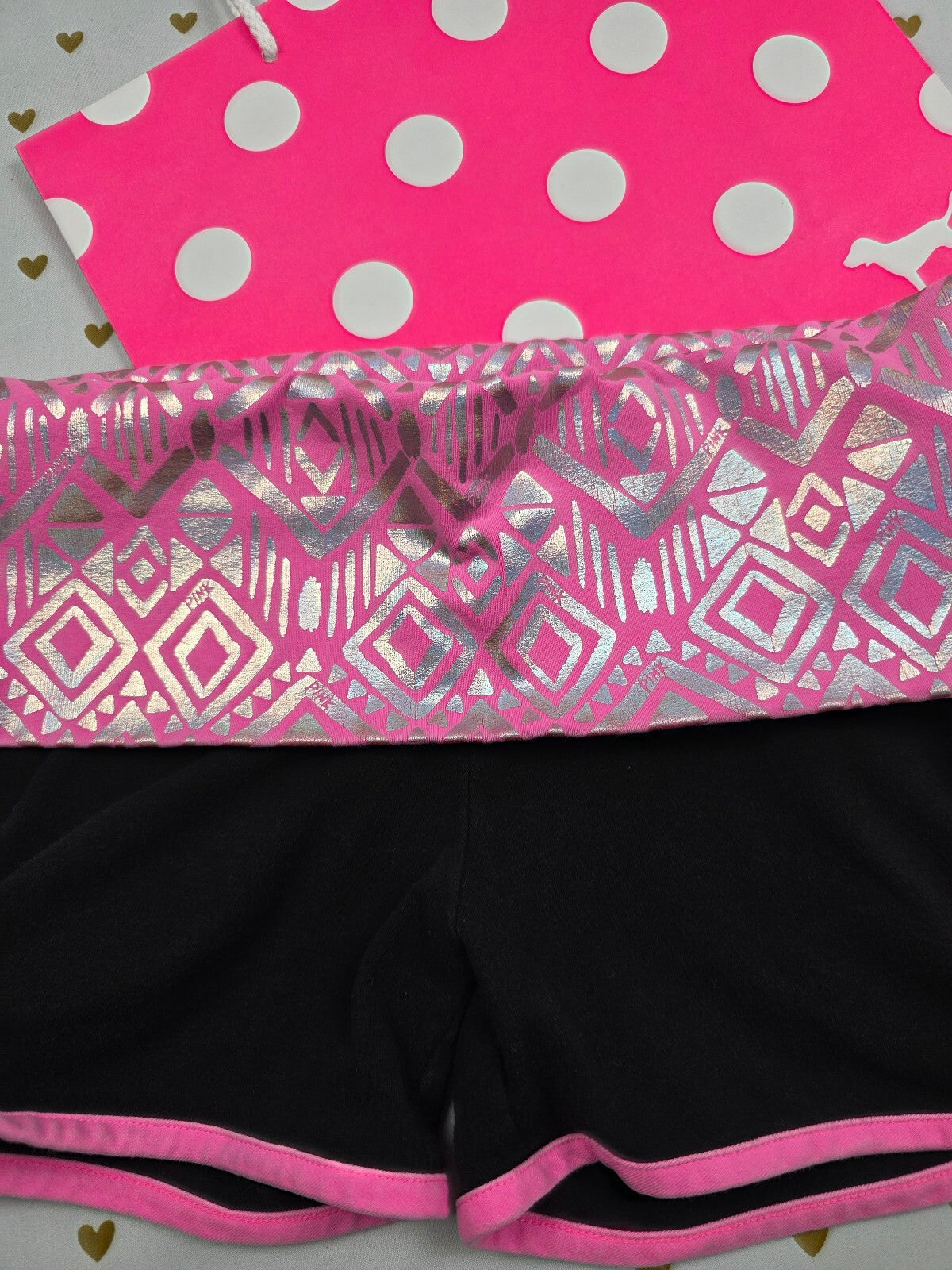 Victorias Secret PINK Foldover Shorts Yoga Holographic Y2k Vintage XS