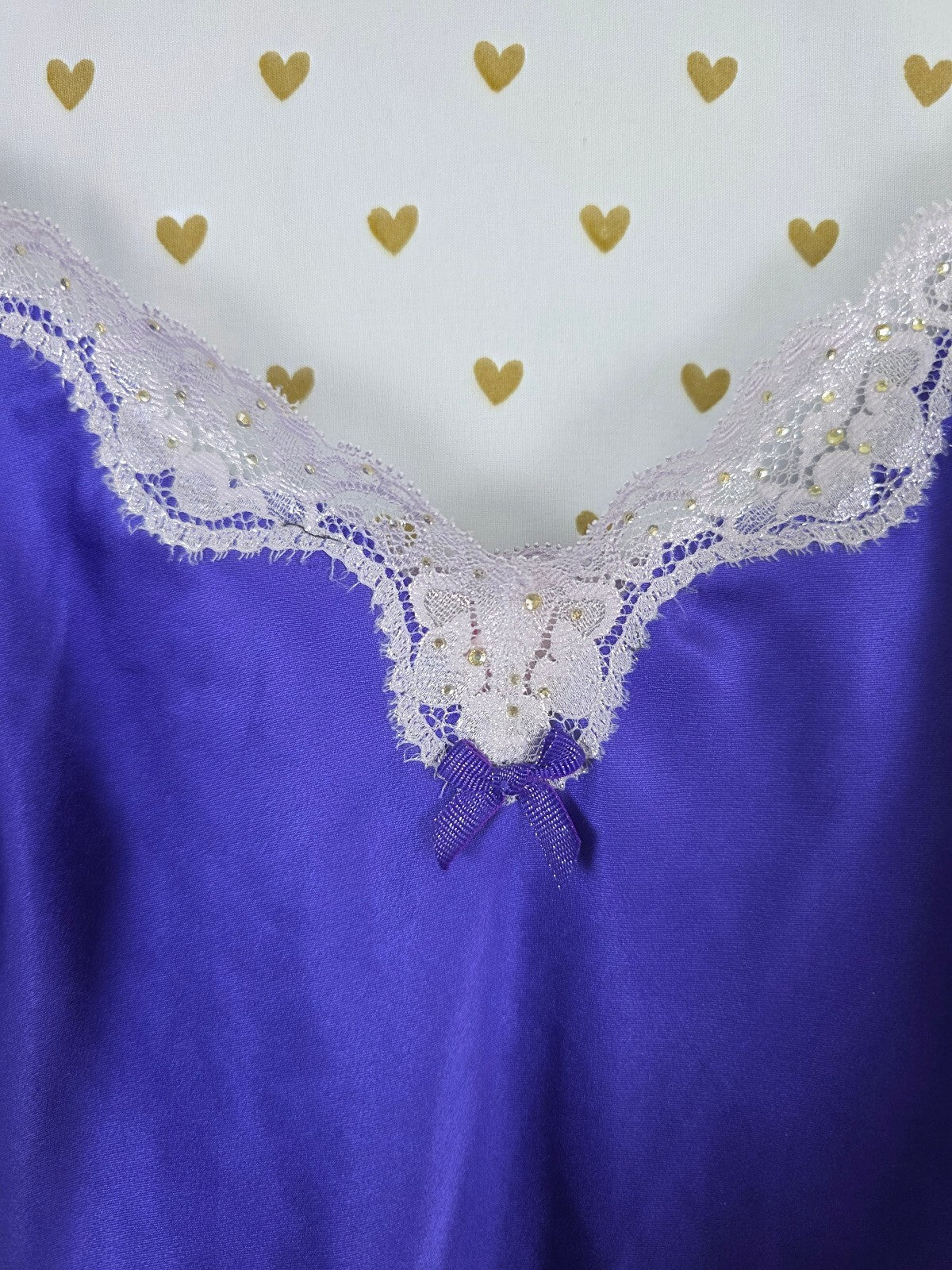 Victorias Secret Blue satin Bling Slip Dress Nightie Lingerie Small Enbellished