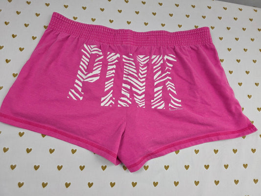 Victoria's Secret PINK Shorts L Hot Pink Zebra Logo Dog Lounge Sleep Y2K